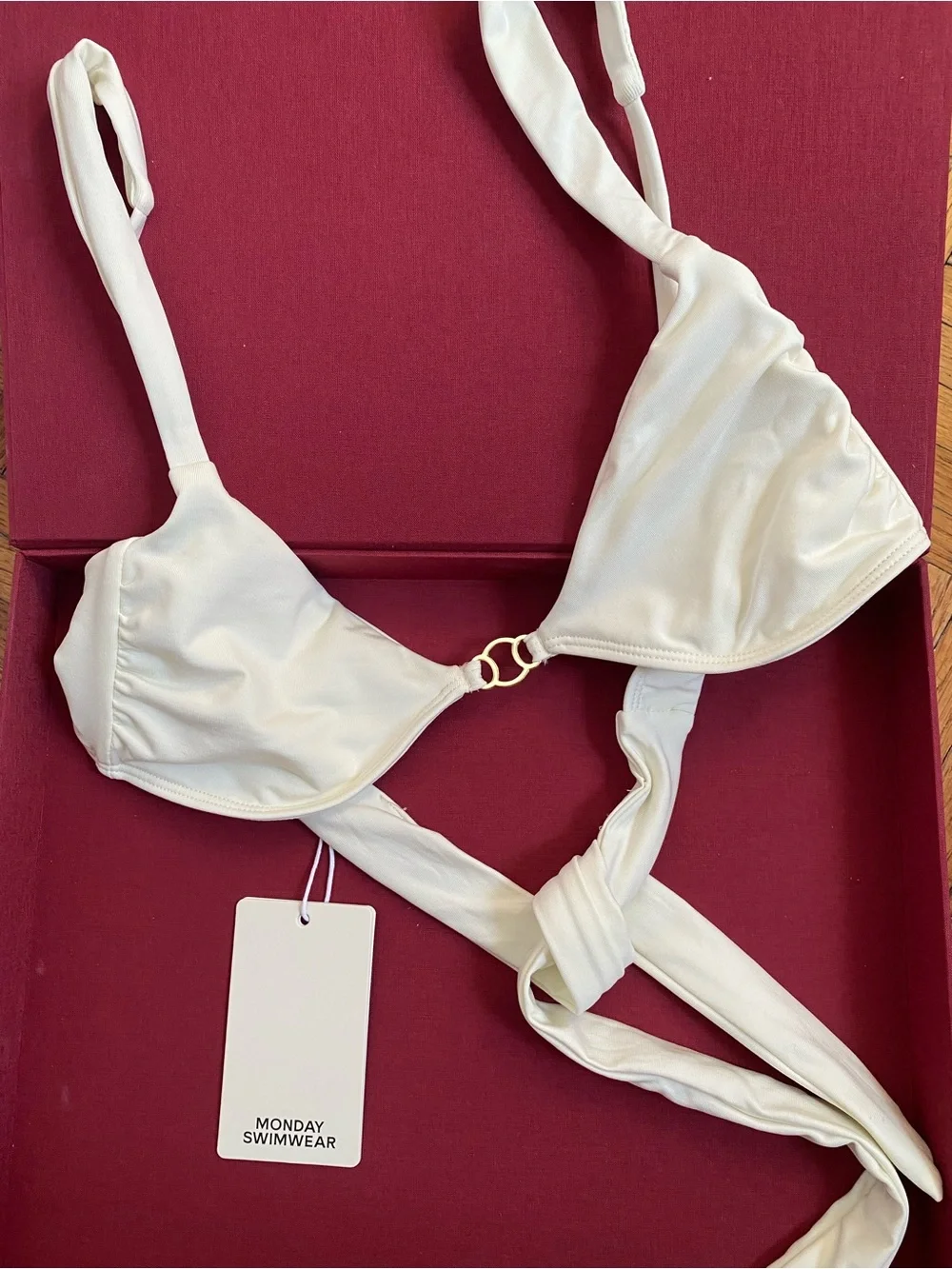 Never-Worn Monday Swimwear Cream Bikini Top & Matching Cheeky Bottom